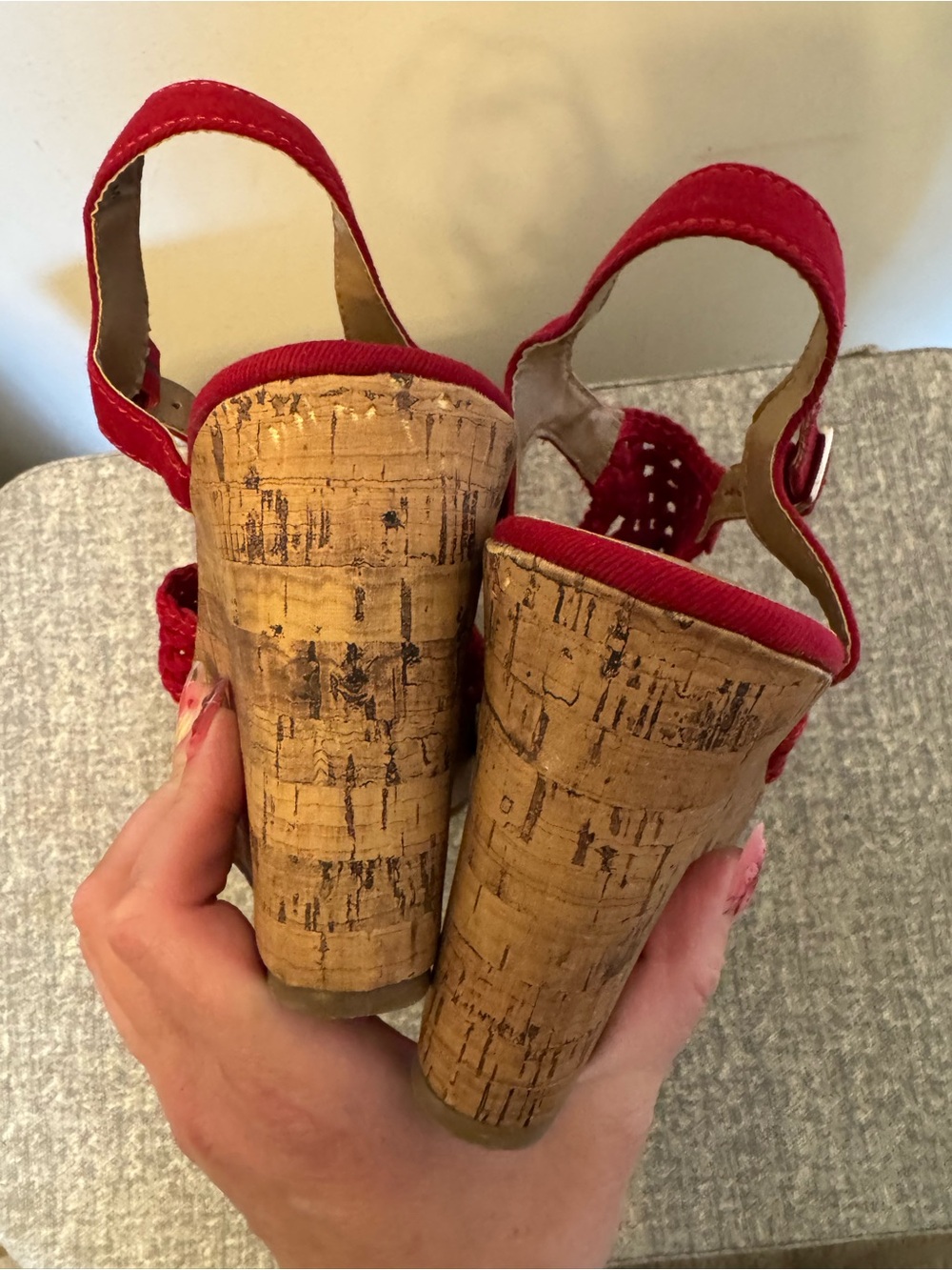 SO Red Woven Slingback Wedge Sandals - Picture 5 of 7